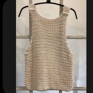 Elegant Boho Cream Hand Knit Tank Top